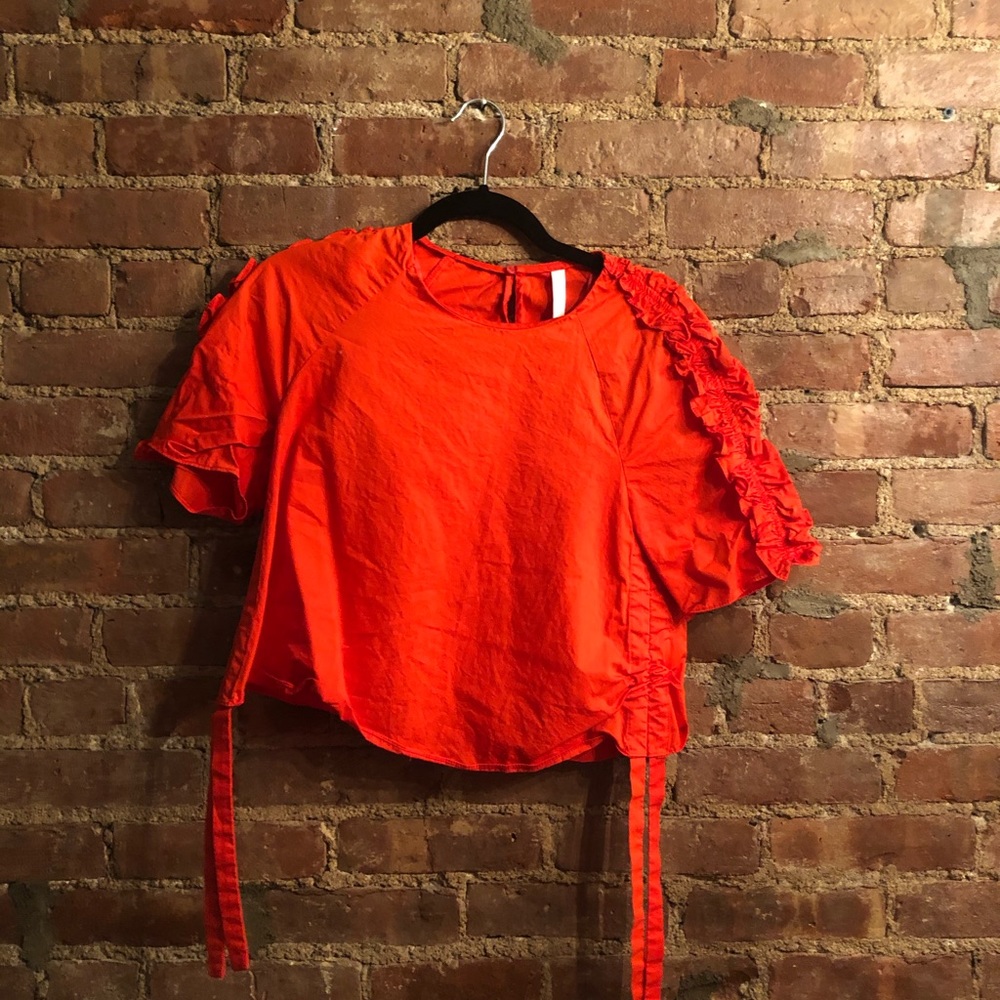 Zara red poplin top